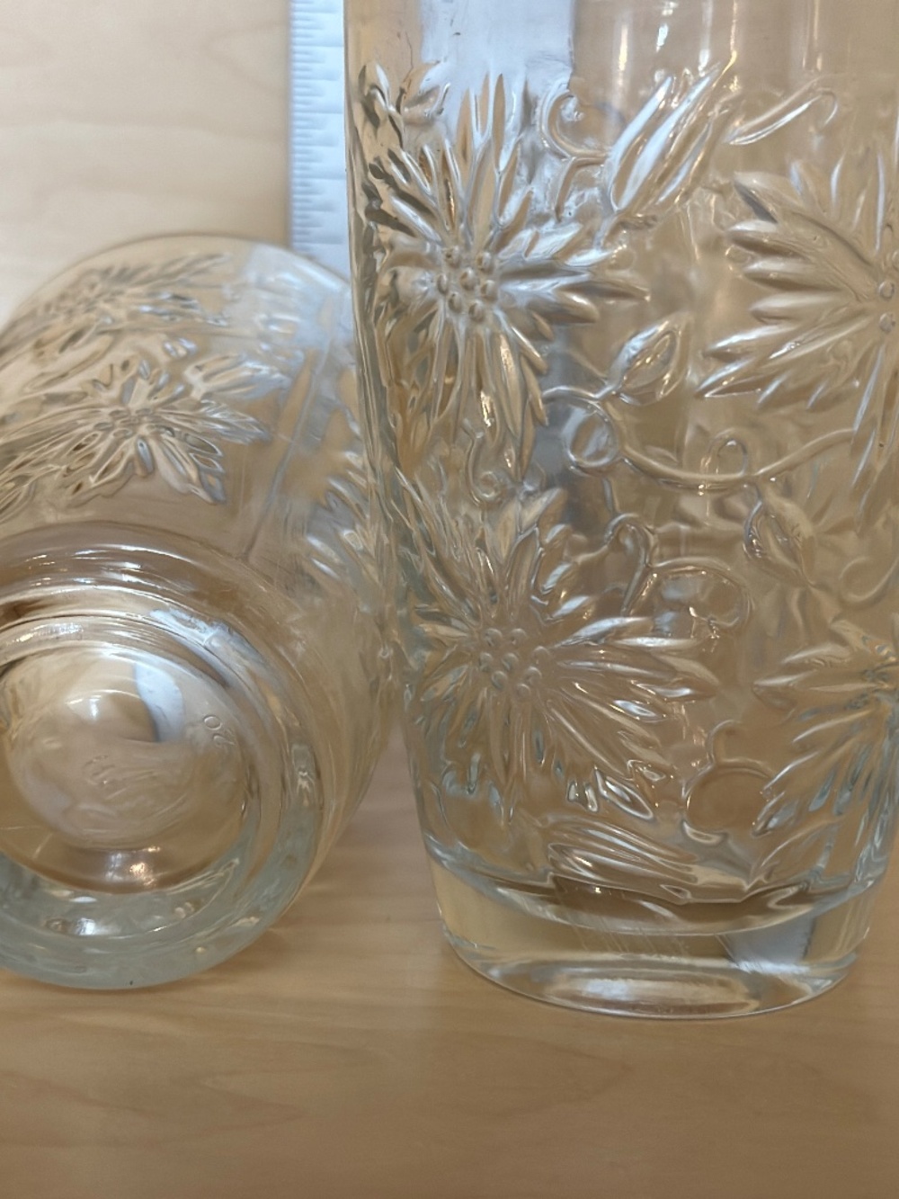 Princess House Fantasia Tumbler Glass | Pressed Glass Poinsettia Floral Cocktail